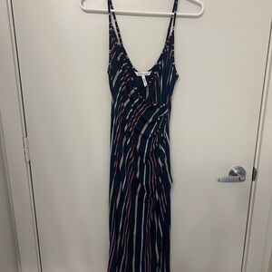 BCBGeneration Navy Striped Midi Wrap Dress